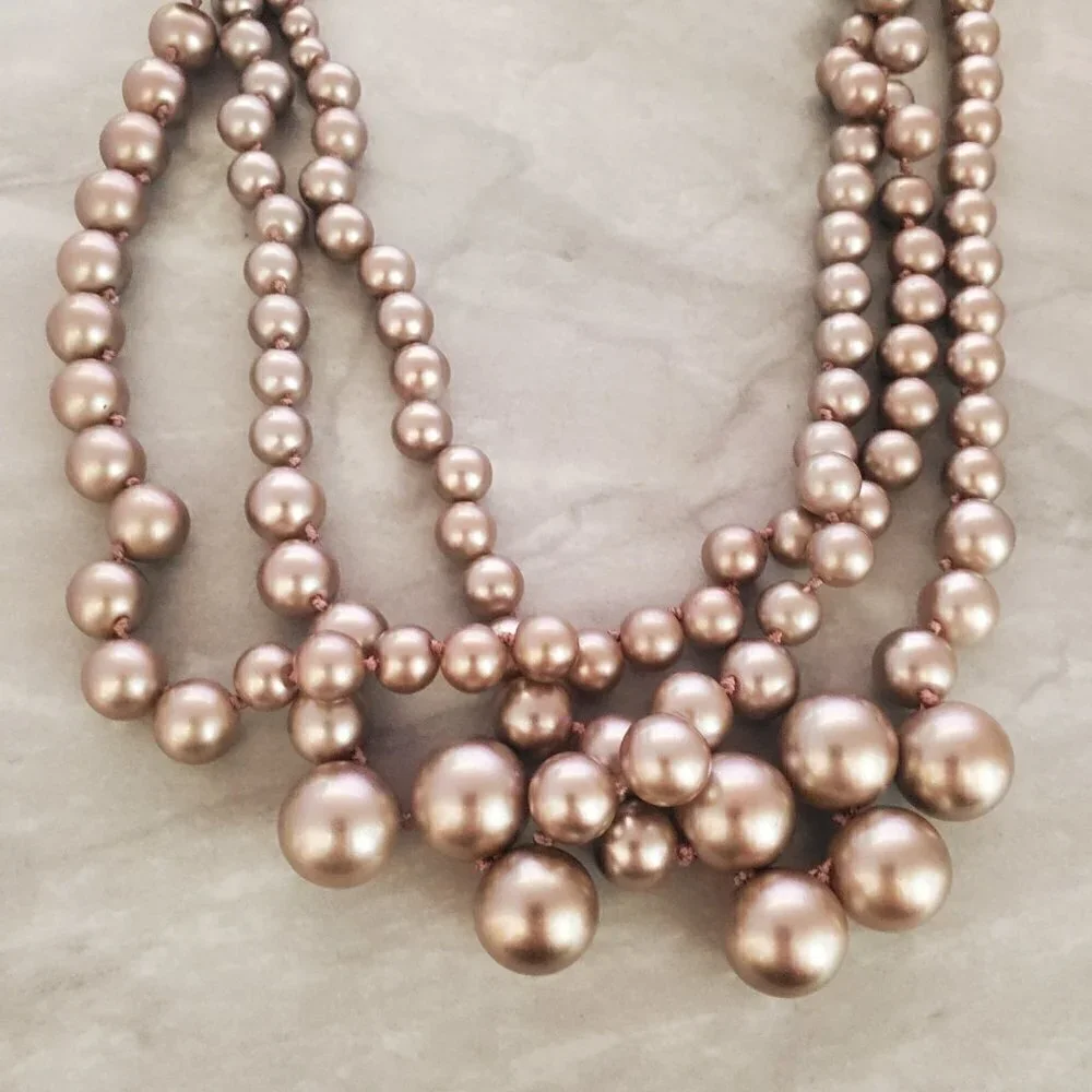 🍾 Rare HTF Vintage J.Crew Gold Pearl Twisted Statement Wedding Twisted Hammock